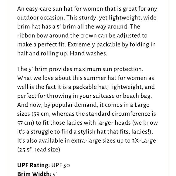 Sungrubbies Ginger Wide Brim Packable Sun Hat Size XL Wheat / Tan - Picture 10 of 10